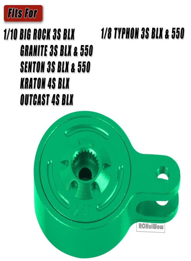 مجموعة RCHuiWow RC Servo Saver Set 25T، قطع غيار مُحسّنة لسيارات التحكم عن بُعد من طراز 1/10 Big Rock 3S BLX، وGranite/Senton 3S BLX وMega550، وKraton/Outcast 4S BLX، و1/8 Typhon 3S BLX وMega550، وAlloy fixed Link Steering Servo Saver، لون أخضر. - Image 2